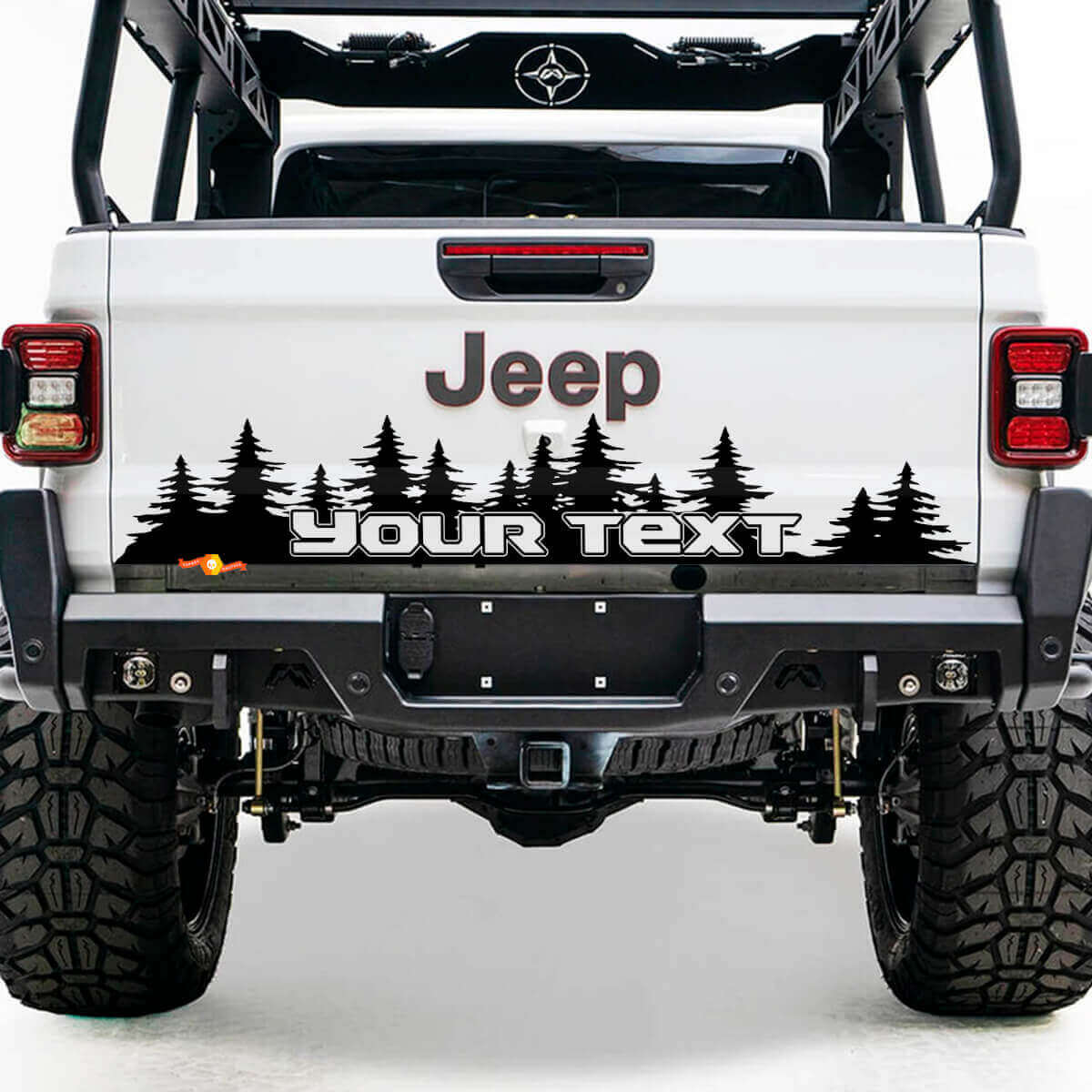 Autocollant Vinyle Personnalisé Arbres de Pin pour Hayon Jeep Gladiator