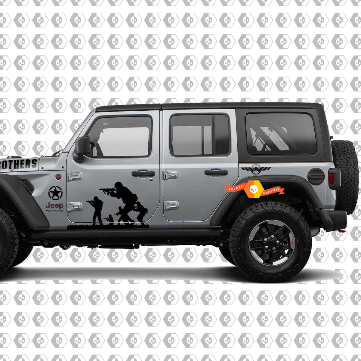 Kit d'autocollants en vinyle militaire Band of Brothers pour capot et côtés de Jeep Wrangler