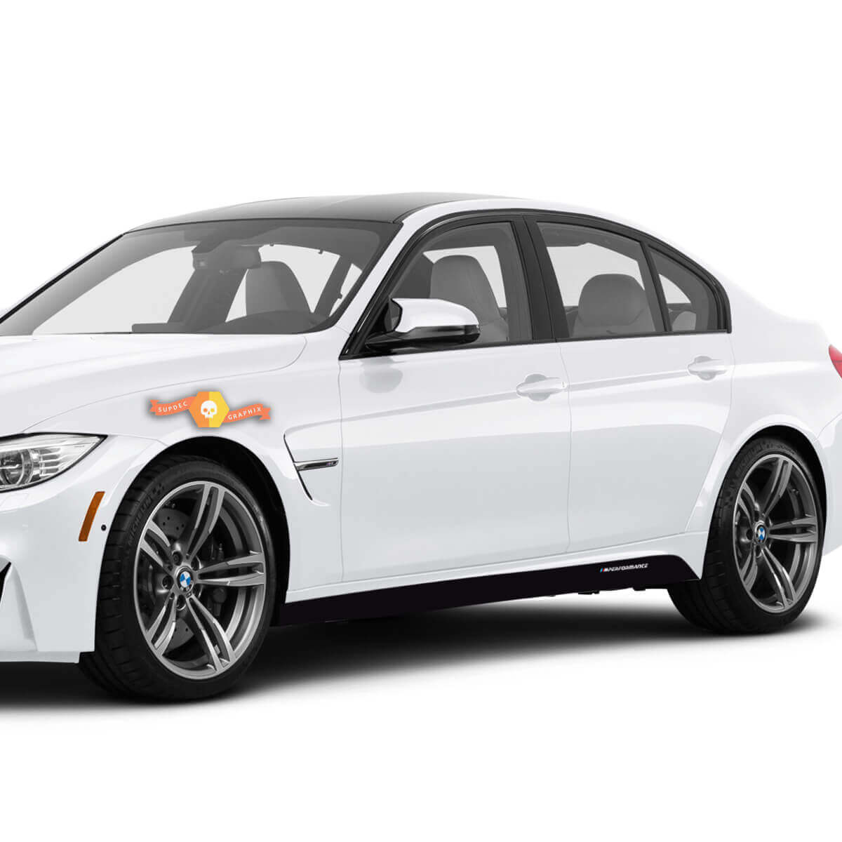 Autocollant en vinyle bande latérale style M Performance pour BMW M3 F80, paire