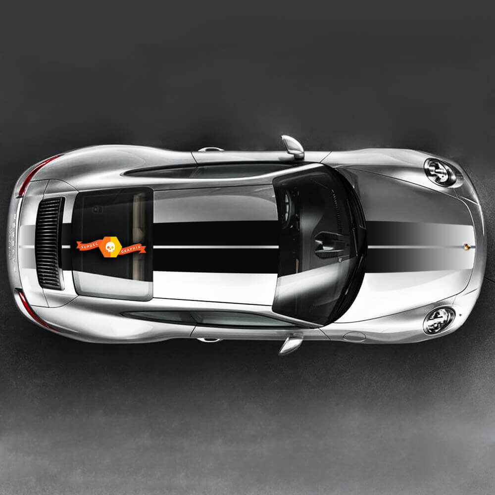 Kit de décalcomanies vinyle à bandes doubles supérieures pour voitures Porsche