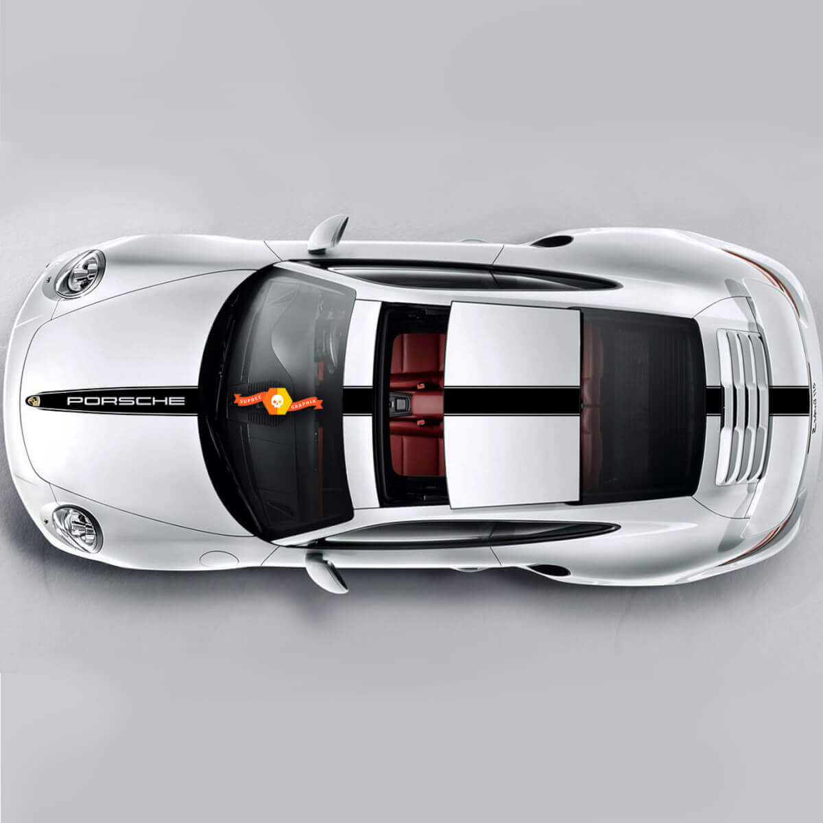 Kit d'autocollants vinyle bande de course supérieure latérale pour Porsche