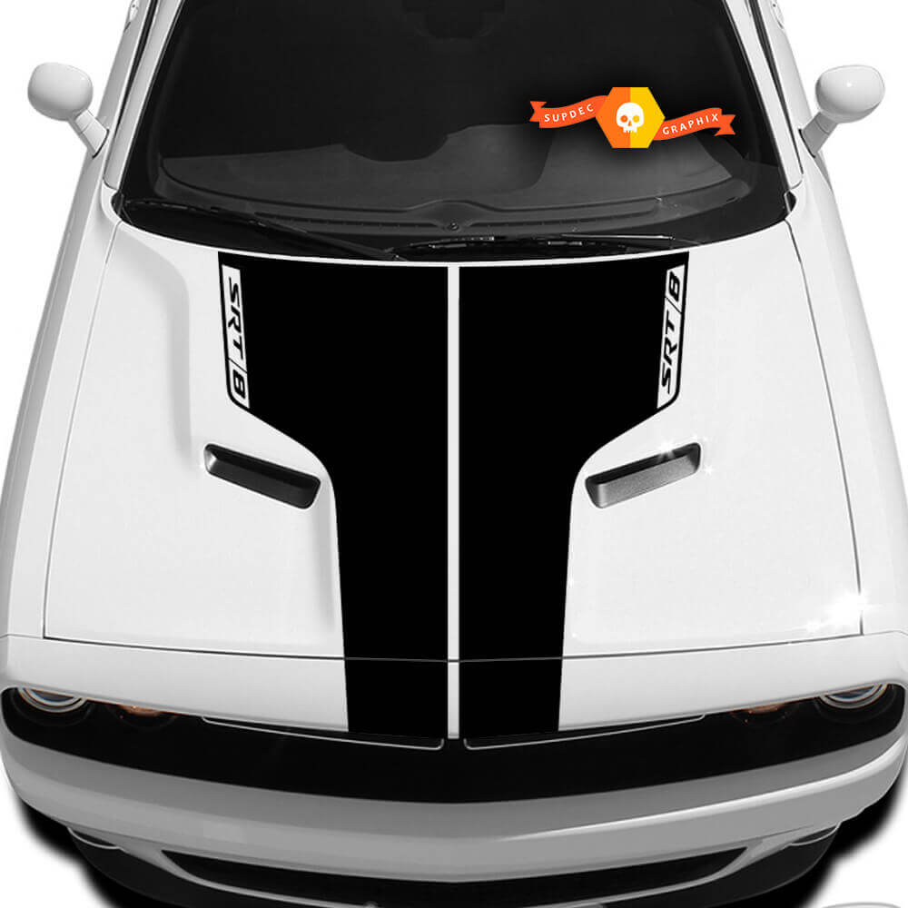 Autocollant Vinyle à Rayures Doubles SRT-8 Capot pour Dodge Challenger 2009-2014