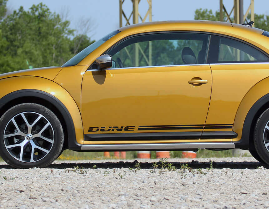 Kit d'autocollants vinyle bandes latérales style dune pour Volkswagen Coccinelle