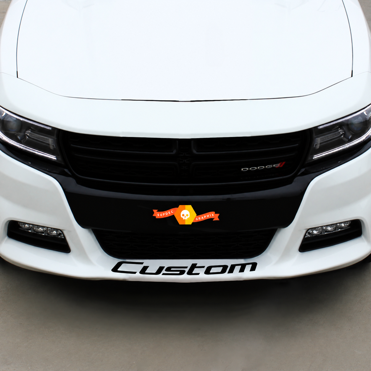 Custom Lettering — Autocollant vinyle (pare-chocs avant) pour Dodge Charger