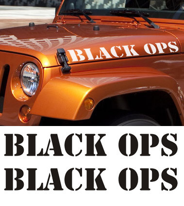 2 BLACK OPS Vinyl Hood Jeep Wrangler Rubicon Sticker Autocollant