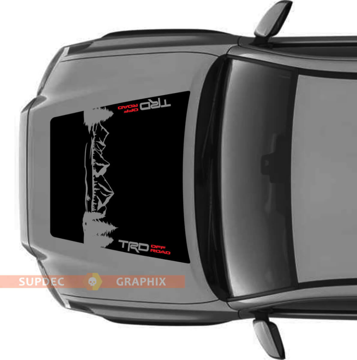 Autocollant de capot style tout-terrain TRD Montagne Forêt sans prise d'air pour Toyota Tacoma 2016-2021