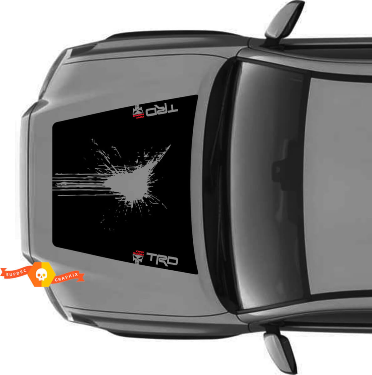 Énorme TRD Off Road PAS DE SCOOP ! Autocollants en vinyle détruits pour capot Punisher Blood Hood adaptés aux modèles Toyota Tacoma 2016 - 2021
