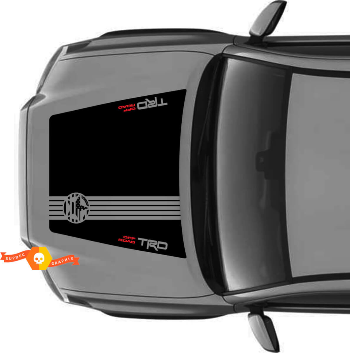 Énorme TRD Off Road PAS DE SCOOP ! Autocollants en vinyle pour capot étoile de l'armée du drapeau américain adaptés aux modèles Toyota Tacoma 2016 - 2021
