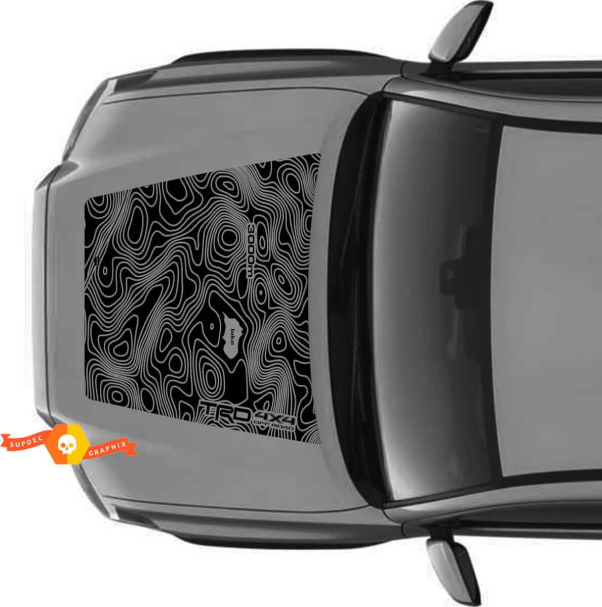 Énorme TRD Off Road PAS DE SCOOP ! Autocollants en vinyle pour capot de carte topographique adaptés aux modèles Toyota Tacoma 2016 - 2021
