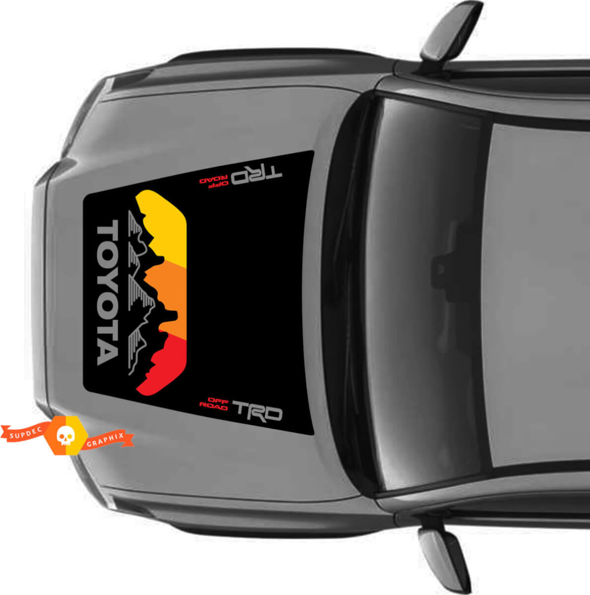 Énorme TRD Off Road Vintage Sunset Retro Old Style NO SCOOP! Autocollants en vinyle pour capot de forêt de montagnes adaptés aux modèles Toyota Tacoma 2016 - 2021

