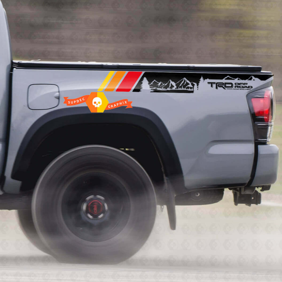 Autocollant vinyle vintage style montagne TRD pour tablette de lit Toyota Tacoma 2005-2020