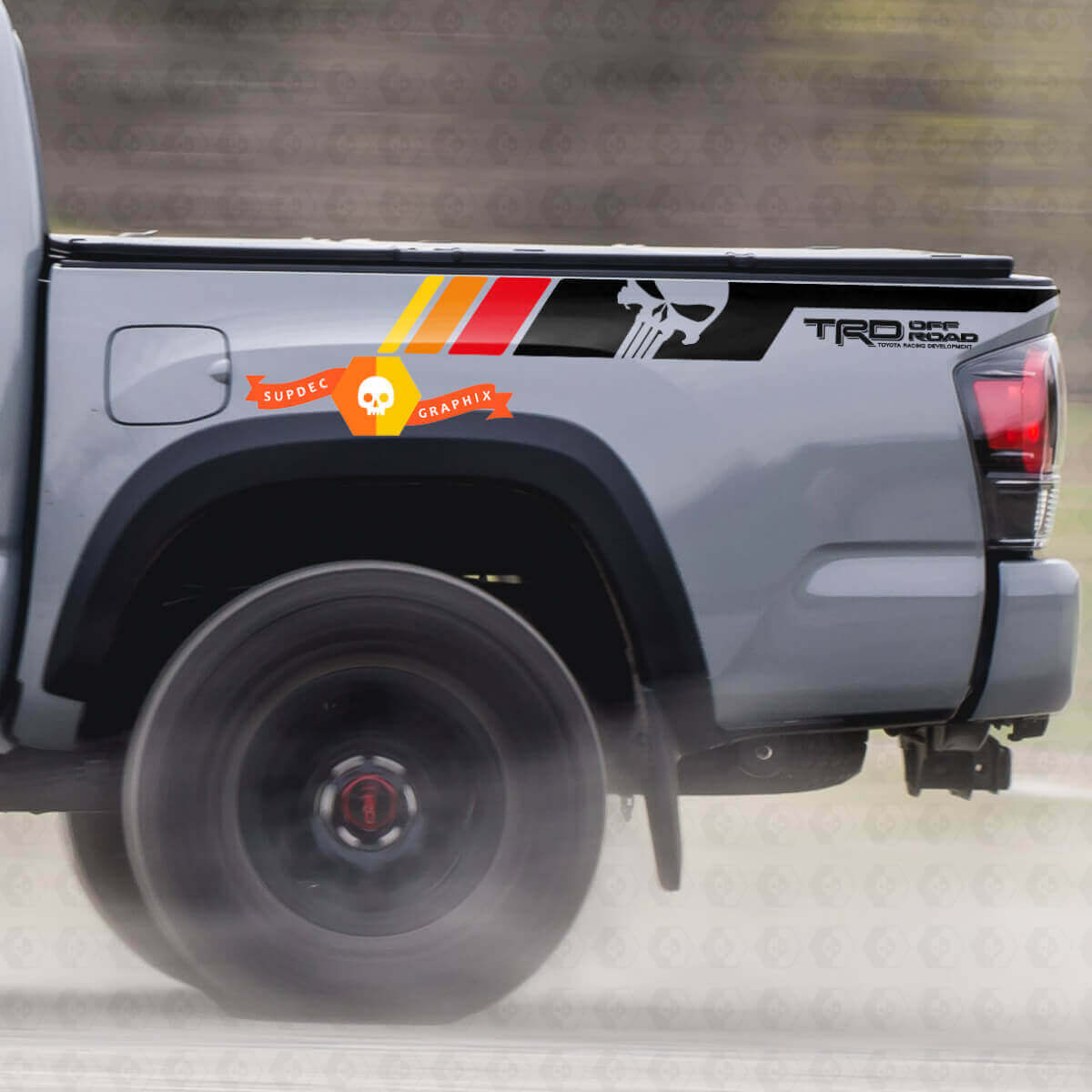 Autocollant vinyle TRD Punisher Skull pour table de chevet Toyota Tacoma 2005-2020