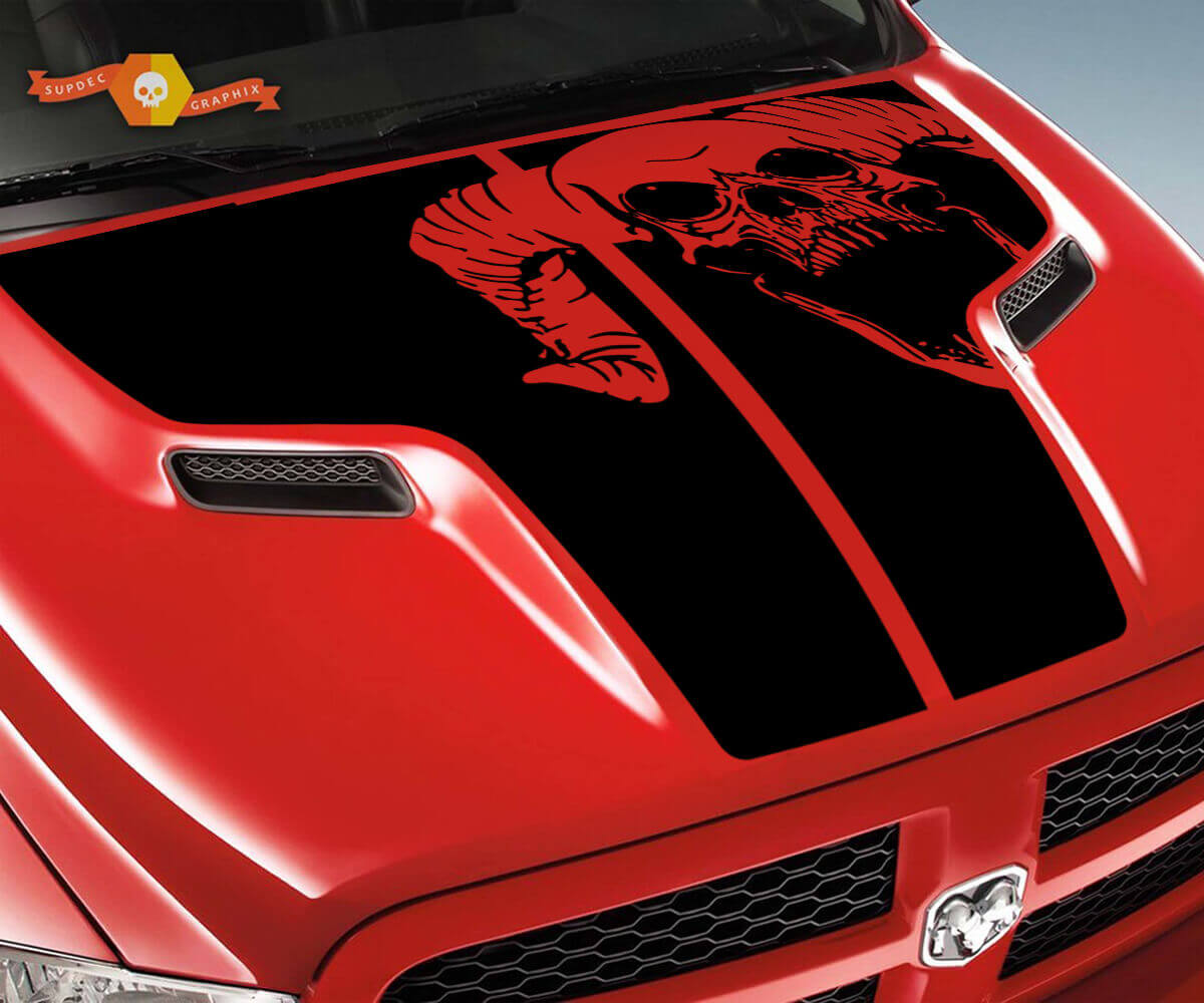 Autocollant en vinyle Capuche Crâne Grunge Rebelle pour Dodge Ram 1500 2500 2010-2018