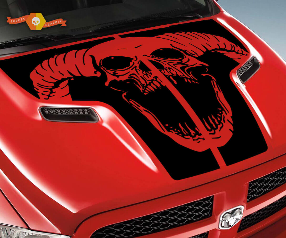 Autocollant vinyle graphique capot crâne de bélier pour Dodge Ram 1500 2500 2010-2018