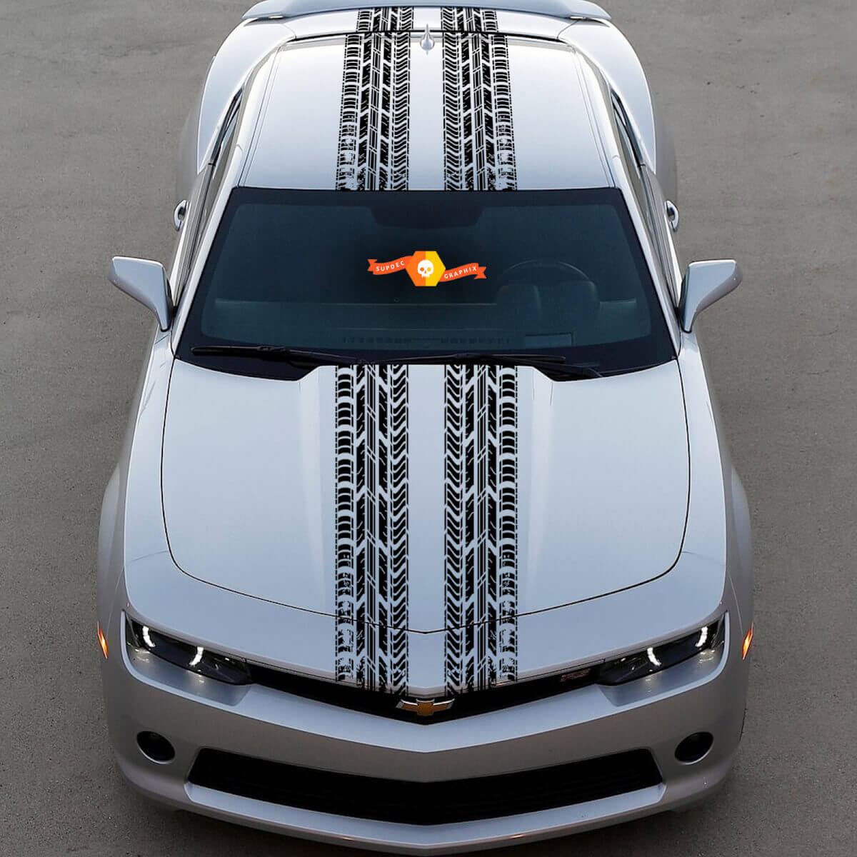 Autocollant vinyle rayures traces de pneus doubles capot toit coffre pour Chevy Dodge Mustang