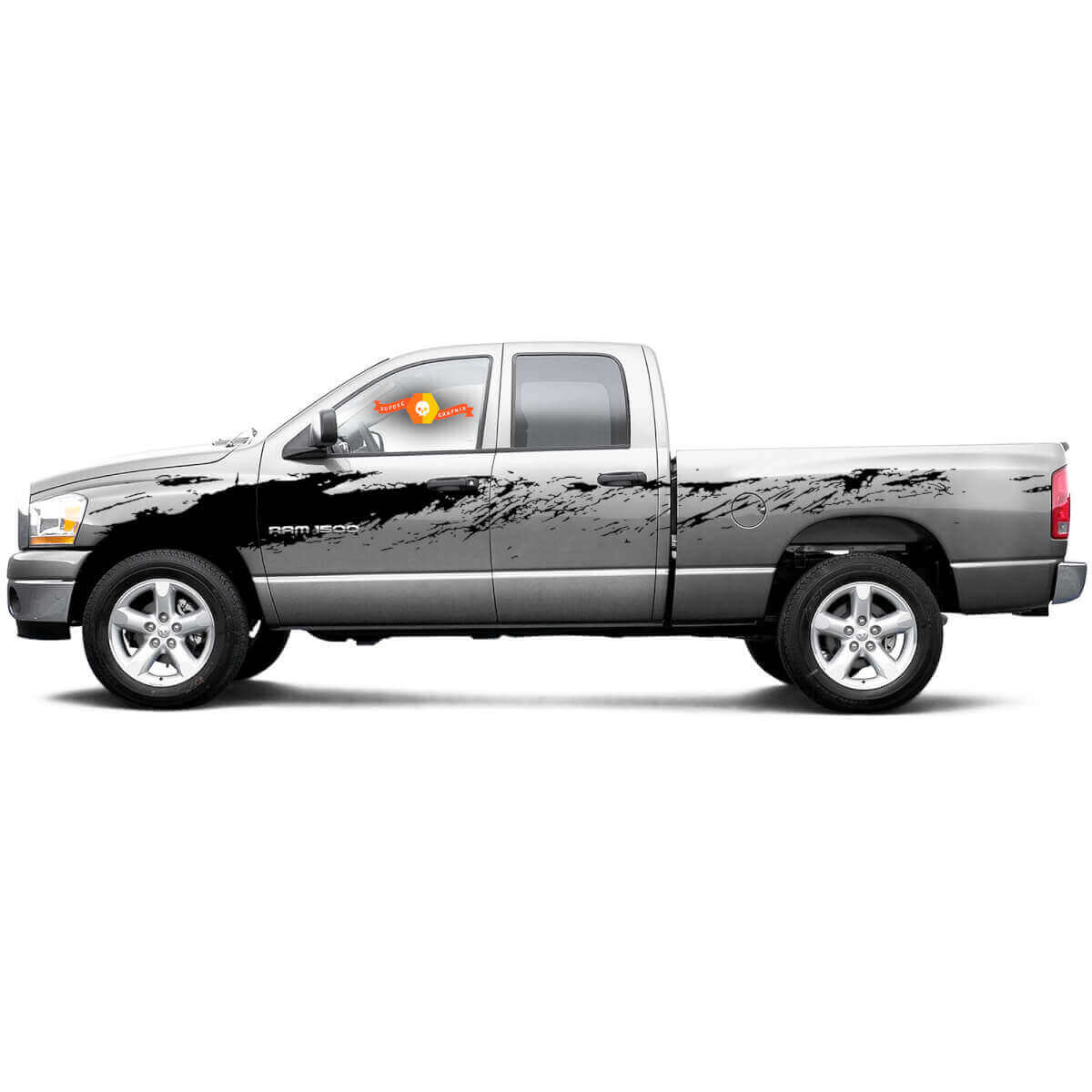 Autocollant en vinyle latéral style éclaboussures de boue pour Dodge Ram 1500