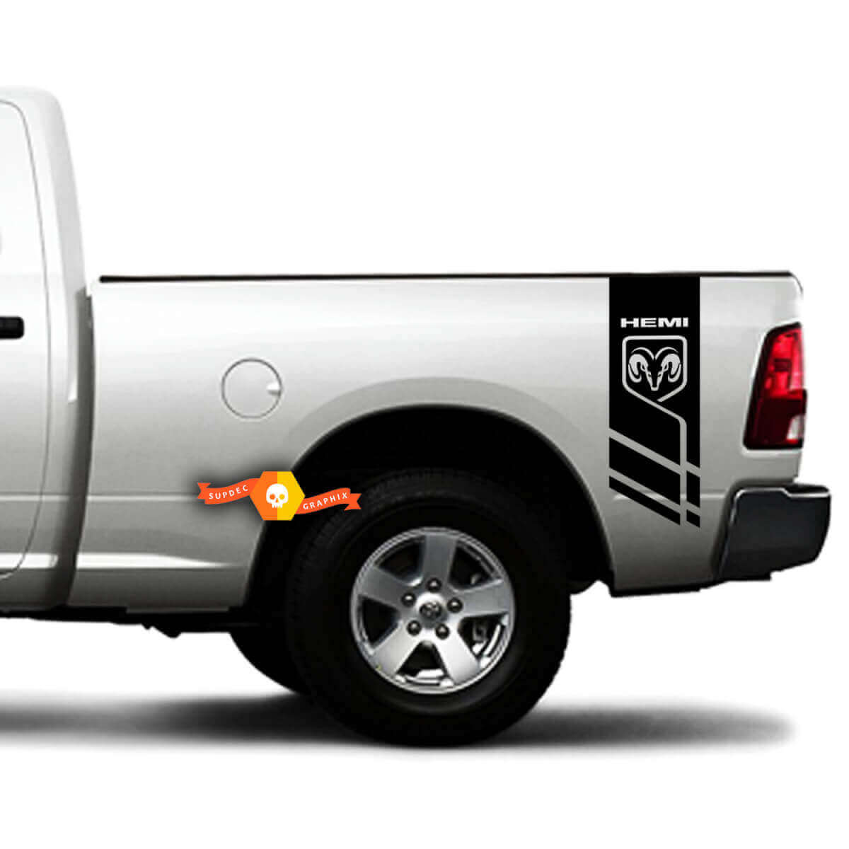 Ensemble d'autocollants vinyles bandes latérales style Hemi pour Ram 1500-3500