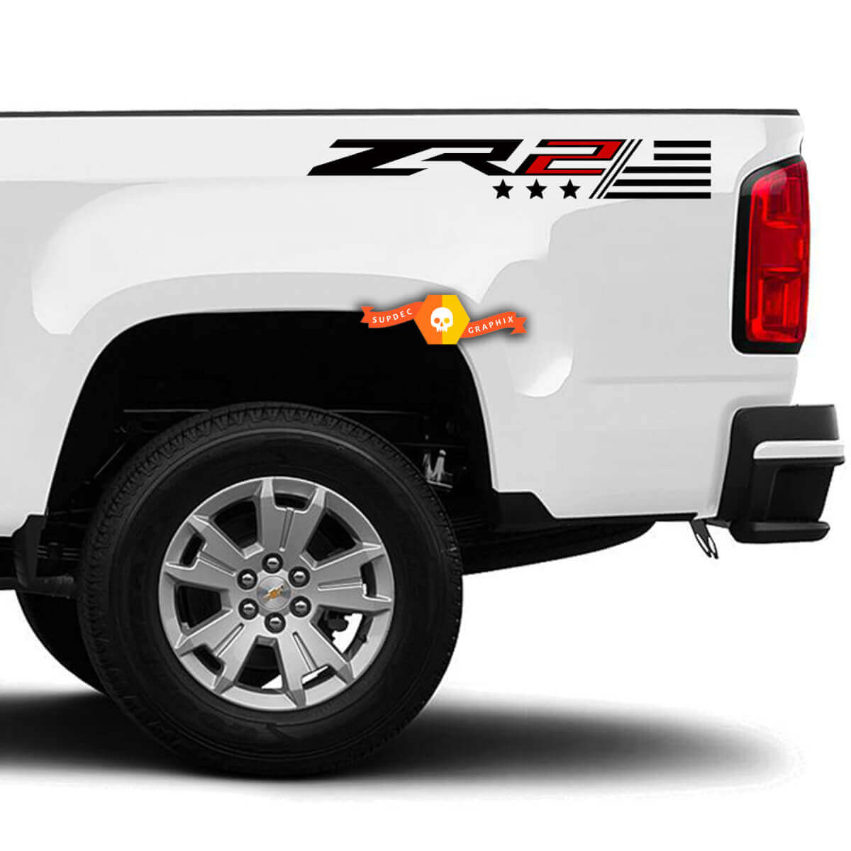 Ensemble d'autocollants en vinyle pour le côté de la benne avec drapeau USA ZR2 pour Chevy Colorado