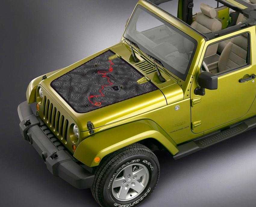 Jeep Wrangler Blackout NOIR carte aventure voyage Vinyle Hood Decal TJ LJ JK Unlimited