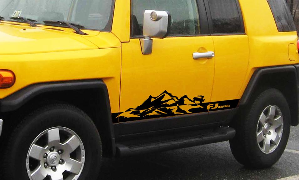 Toyota FJ Cruiser montagnes garniture latérale stroboscopique rayures vinyle autocollant graphique LOGO