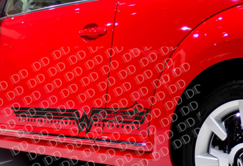 2x Wonder Woman Stripes Superhero Justice Comics Girl Car Vinyl Sticker Decal