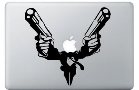 Autocollant MacBook homme avec deux armes à feu