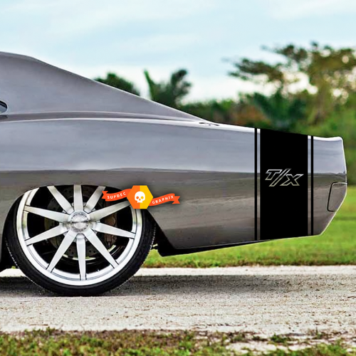 T/X Twin Pinstripe Tail Band Aile arrière Coffre Autocollant vinyle pour Dodge