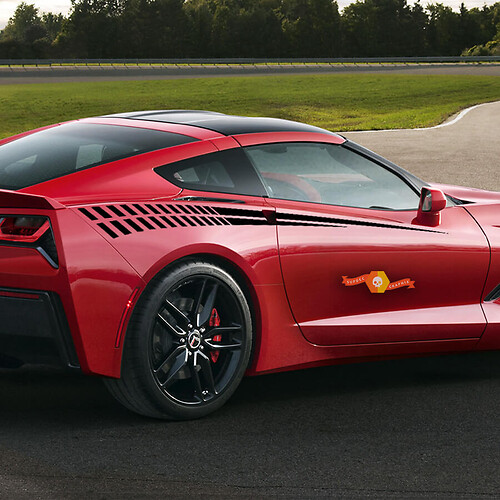 2014+ Chevy Corvette C7 Bodyline Strobe Side Stripes Racing Autocollants pour garde-boue arrière
