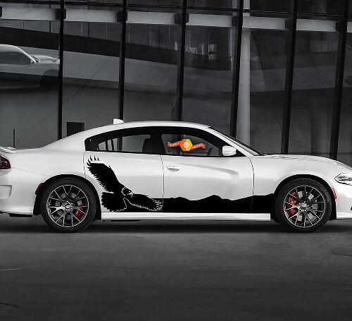 2 Side Dodge Charger Bald Eagle Hawk Rocker Panel Side Vinyl Stickers Graphics Sticker

