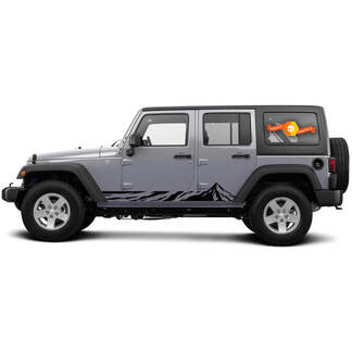 2 Side Jeep Wrangler Curved Topographic Lines Mountain Rocker Panel Side Vinyl Stickers Graphics Sticker
