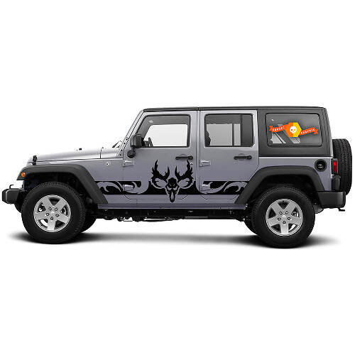Kit d'autocollants latéraux en vinyle pour bas de caisse incurvé Skull Rocker pour Jeep Wrangler