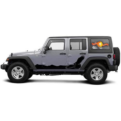 Autocollant vinyle Bald Eagle Mountain Side pour Jeep Wrangler