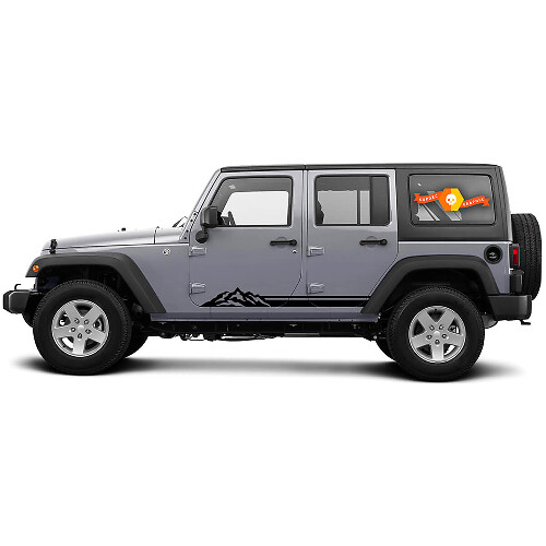2 Side Jeep Wrangler Lines Mountain Rocker Panel Side Vinyl Stickers Graphics Sticker
