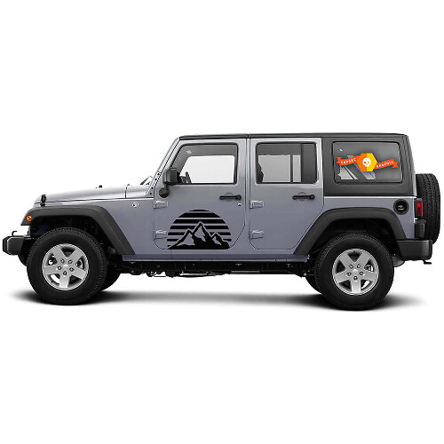 Autocollants Vinyle Côté Portière Lever de Soleil en Montagne pour Jeep Wrangler