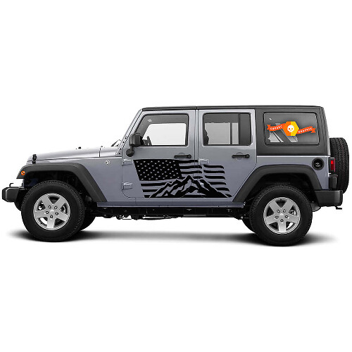 Autocollants Vinyle Drapeau USA Montagne pour Jeep Wrangler CJ TJ JK JKU JL JLU