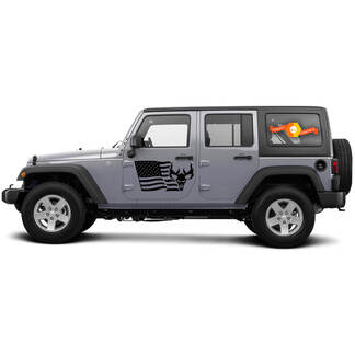 2 côté Jeep Wrangler USA drapeau montagne compétence porte côté vinyle décalcomanies graphique autocollant

