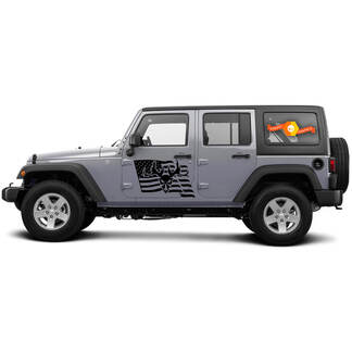 2 Côté Jeep Wrangler USA Drapeau Montagne Compétence Portes Côté Vinyle Autocollants Graphiques Autocollant
