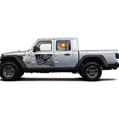 2 Côté Jeep Gladiator USA Drapeau Montagne Compétence Porte Côté Vinyle Autocollants Graphiques Autocollant
