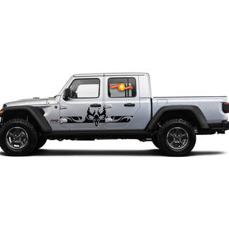 2 Side Jeep Gladiator Crâne incurvé Side Rocker Panel Side Vinyl Stickers Graphics Sticker
