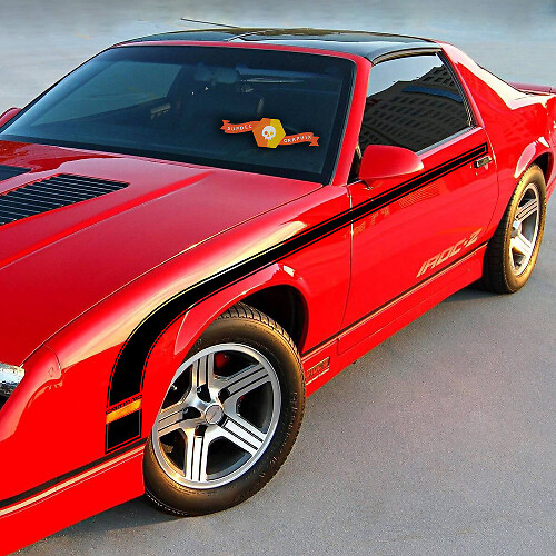Autocollants vinyle bandes latérales style crosse de hockey pour Chevy Camaro 1982-1992