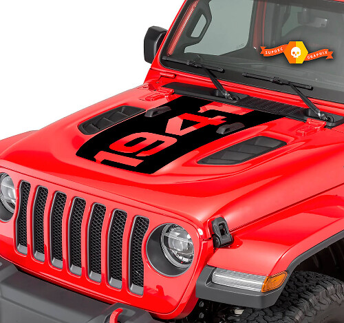 Autocollant en vinyle capot noir 1941 pour Jeep Wrangler JL/JT Rubicon