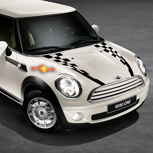 Autocollants en vinyle à rayures damier de capot de course pour Mini Cooper 2007-2021