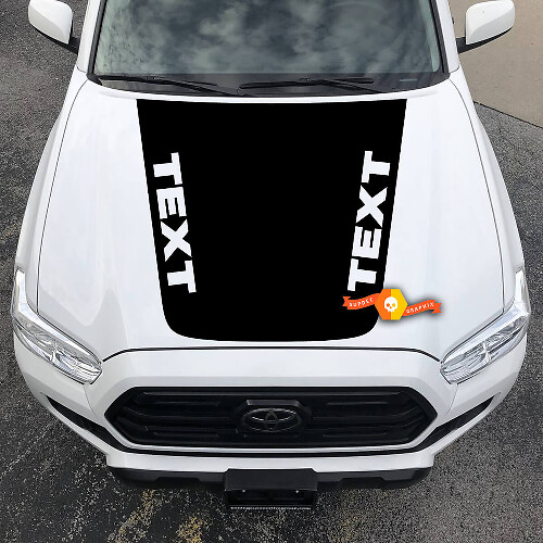 Autocollant Vinyle Capot Noir avec Texte Personnalisé pour Toyota Tacoma 2016-2021
