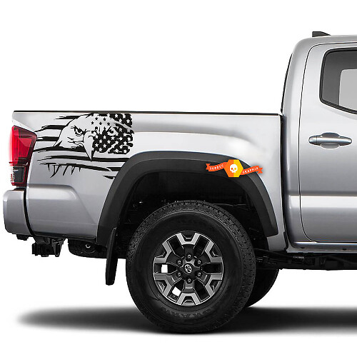 Autocollant en vinyle USA Drapeau usé avec aigle pour Toyota Tacoma 2016-2020