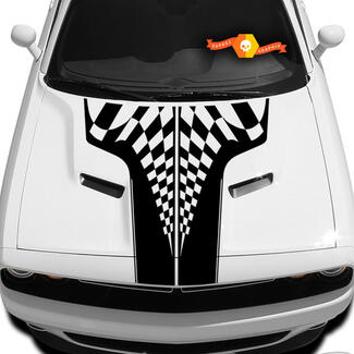 Dodge Challenger Race Checkered Hood T Sticker Hood Graphics s'adapte aux modèles 09 - 14
