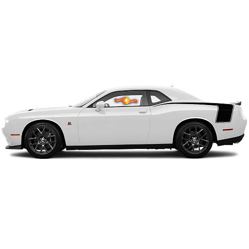 Paire d’autocollants bande latérale arrière style crosse de hockey pour Dodge Challenger 2015-2018