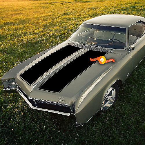 Kit d'autocollants en vinyle de bandes doubles pour capot pour Buick Riviera GS 1968+