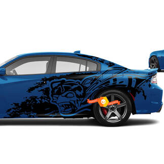 Dodge Challenger Charger Zombie Head Super Bee style Splash Grunge Stripes Kit Hell Cat Vinyl Decal Graphic
 1