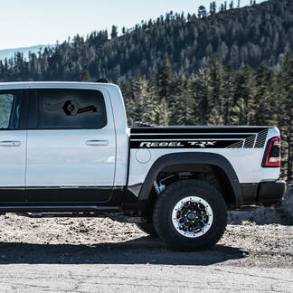Paire Dodge Ram Rebel 2021+ lit côté bande Grunge camion vinyle décalcomanie lit graphique
