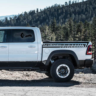 Nouvelle paire Dodge Ram Rebel 2021+ lit côté bande Grunge camion vinyle décalcomanie lit graphique
